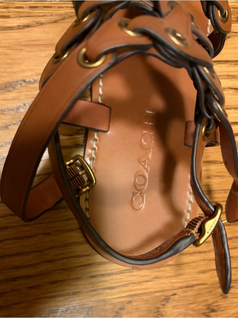 COACH Brown Leather Gladiator Sandals - Picture 4 of 4